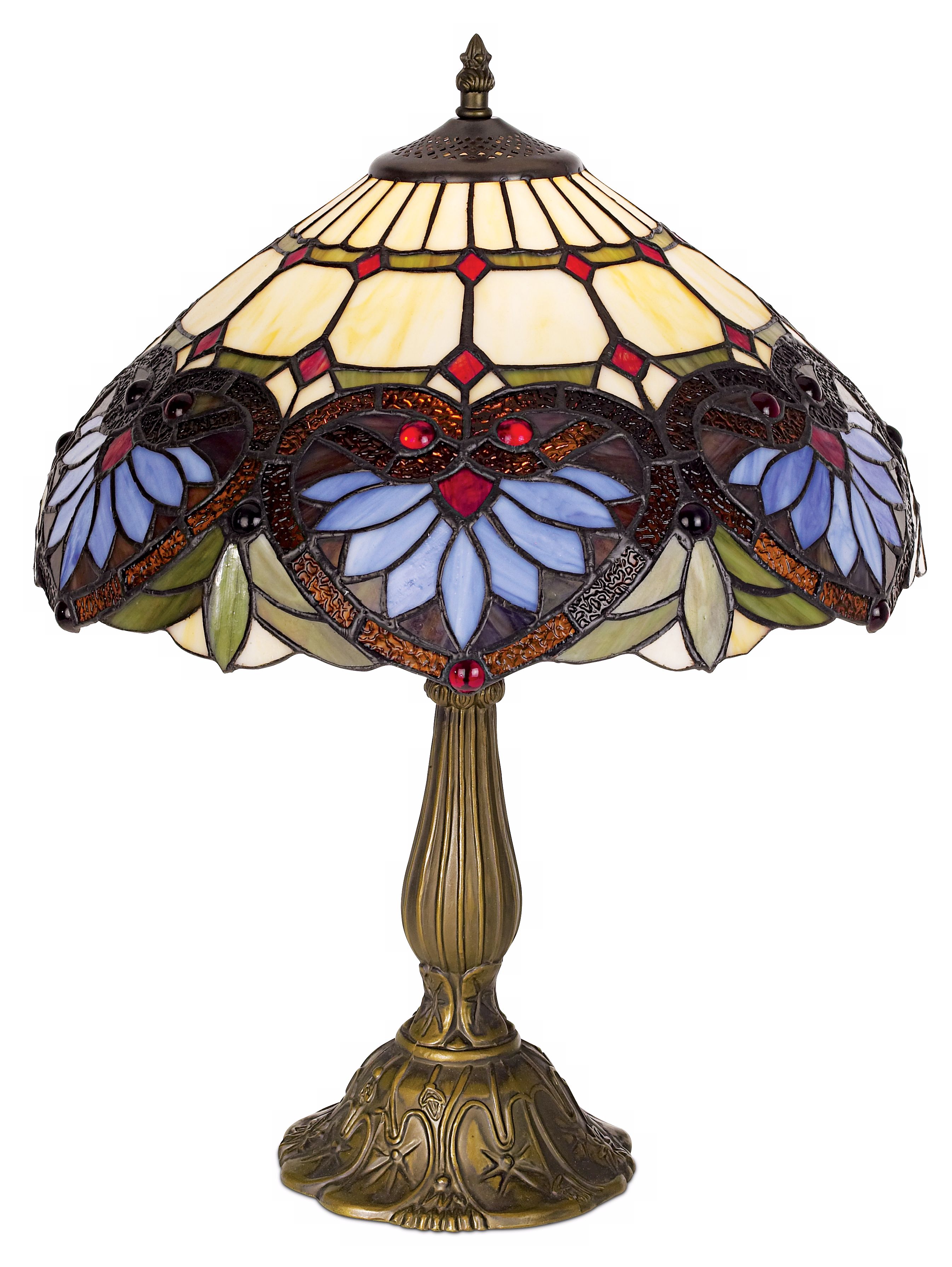 Heart Motif Art Glass 22" High Table Lamp