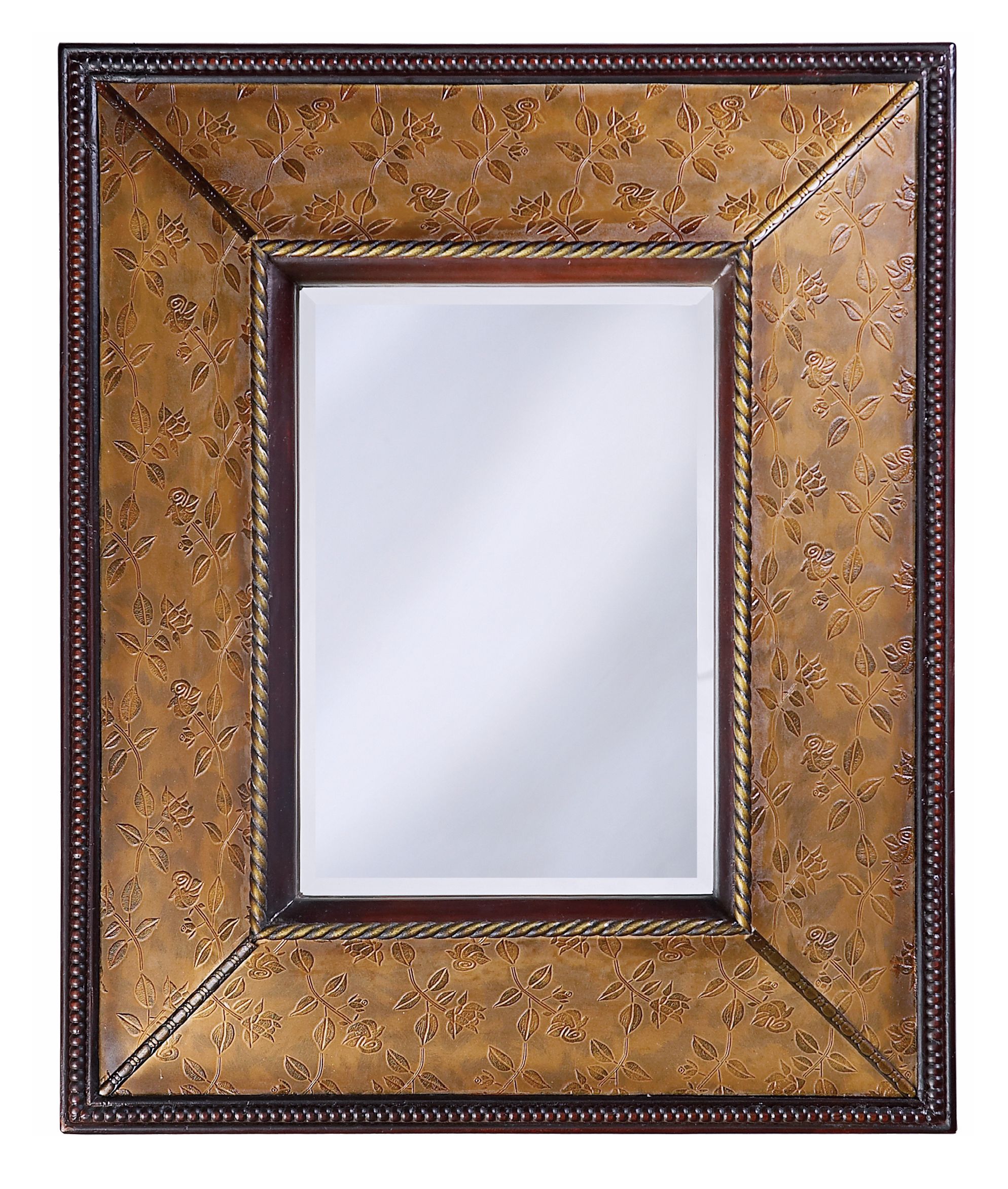 Embossed Sienna Rose Fabric 33" High Wall Mirror
