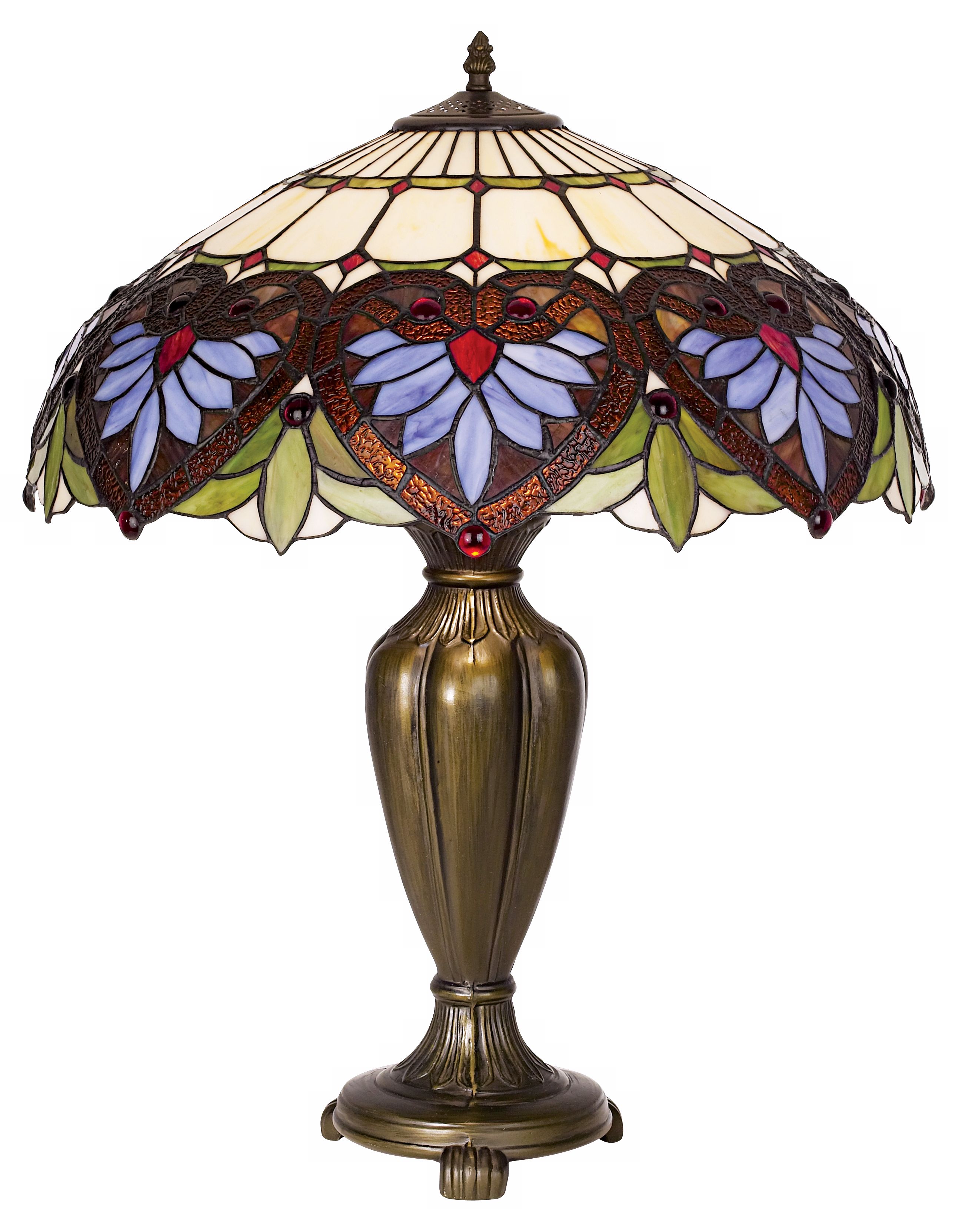 Heart Motif Art Glass 27" High Table Lamp
