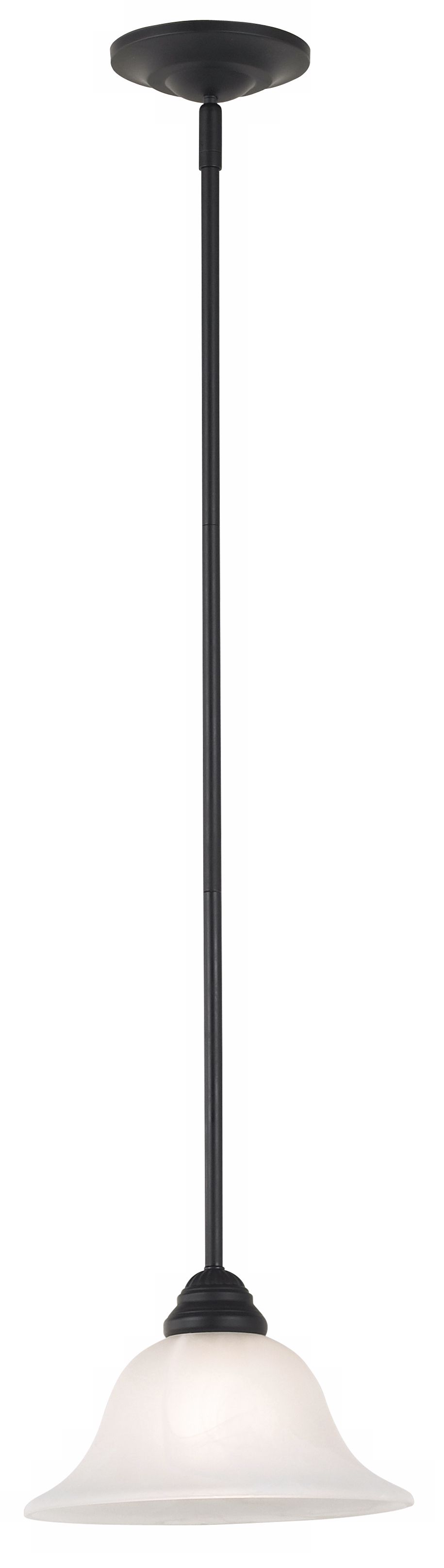 9"H Black Mini Pendant with Marble Glass