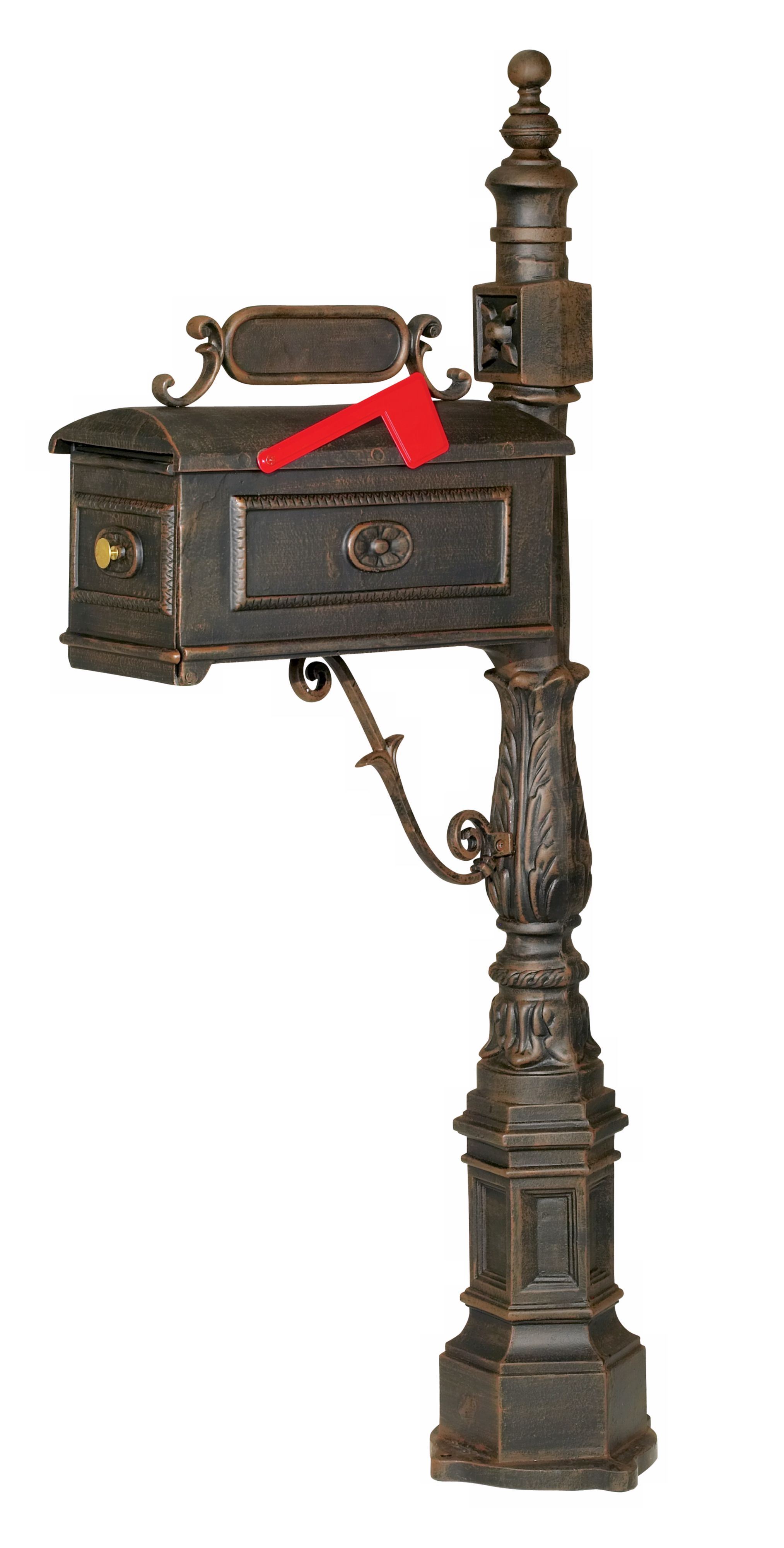 Decorative Curbside Bronze Patina Post Mailbox