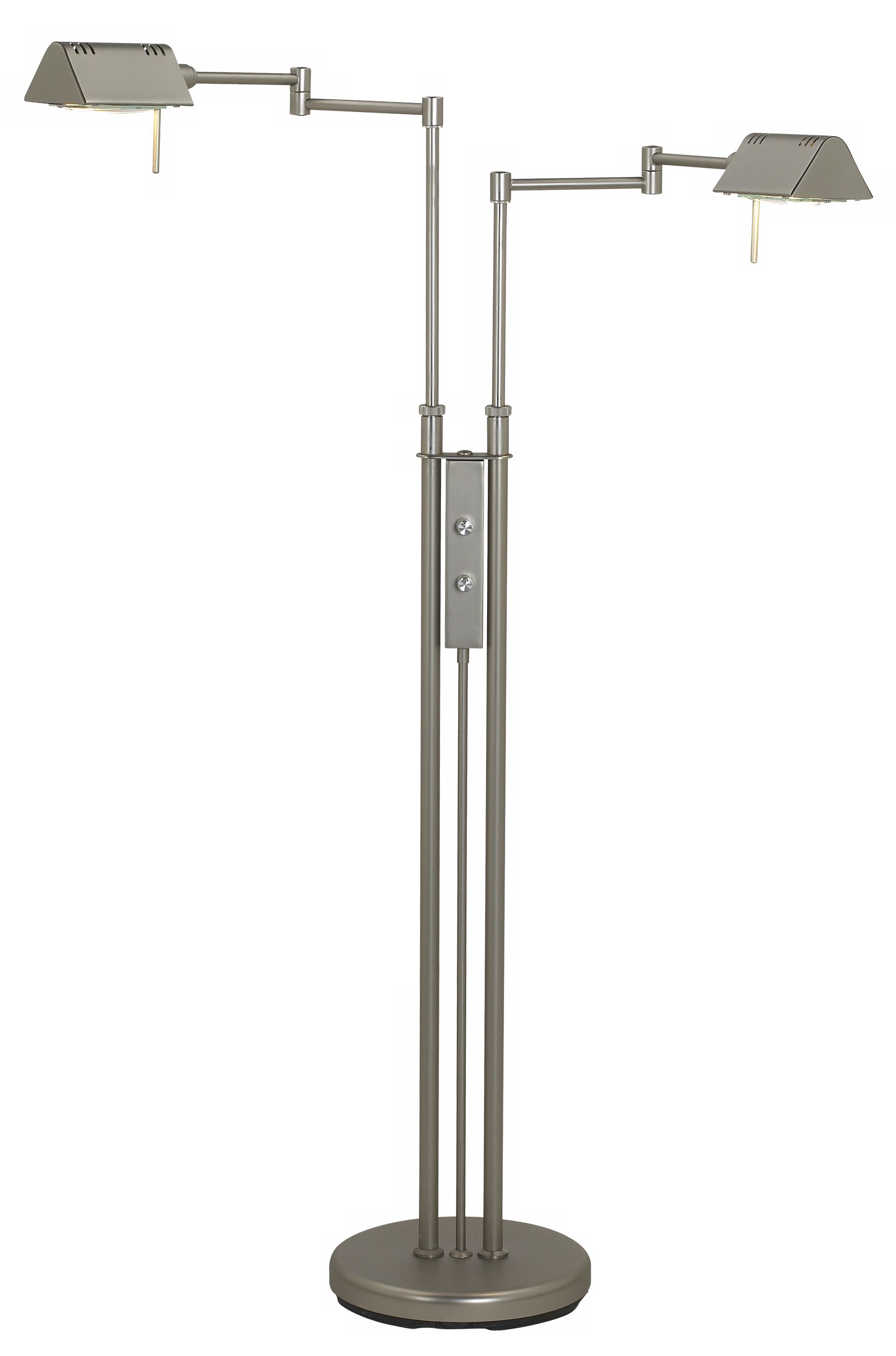 Lite Source Satin Steel Double Arm Pharmacy Floor Lamp