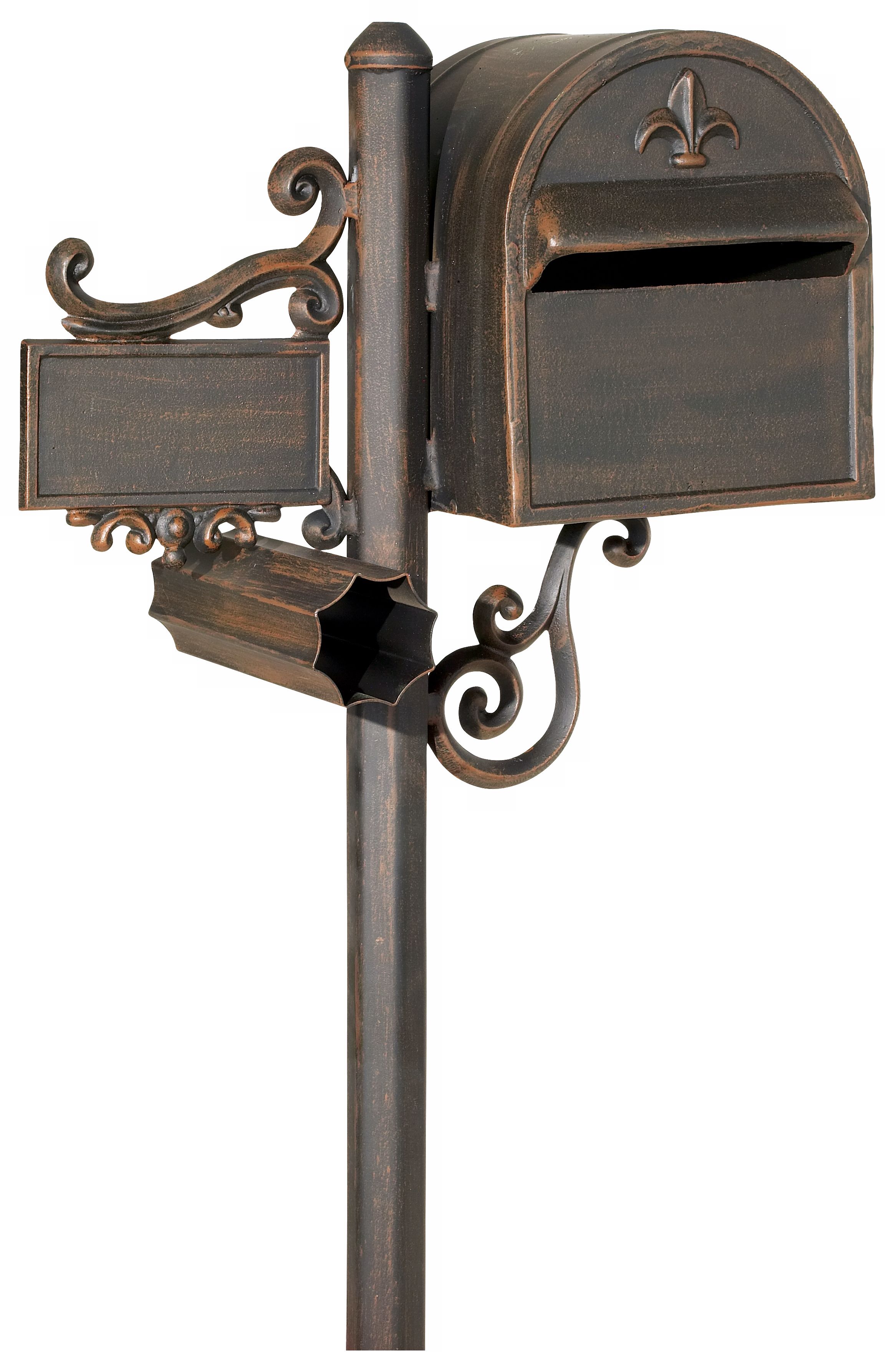 Fleur de Lis Post Mount Curbside Mailbox