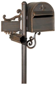 Fleur de Lis Post Mount Curbside Mailbox 89469