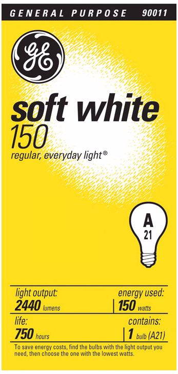 GE 150 Watt Soft White Standard Bulb