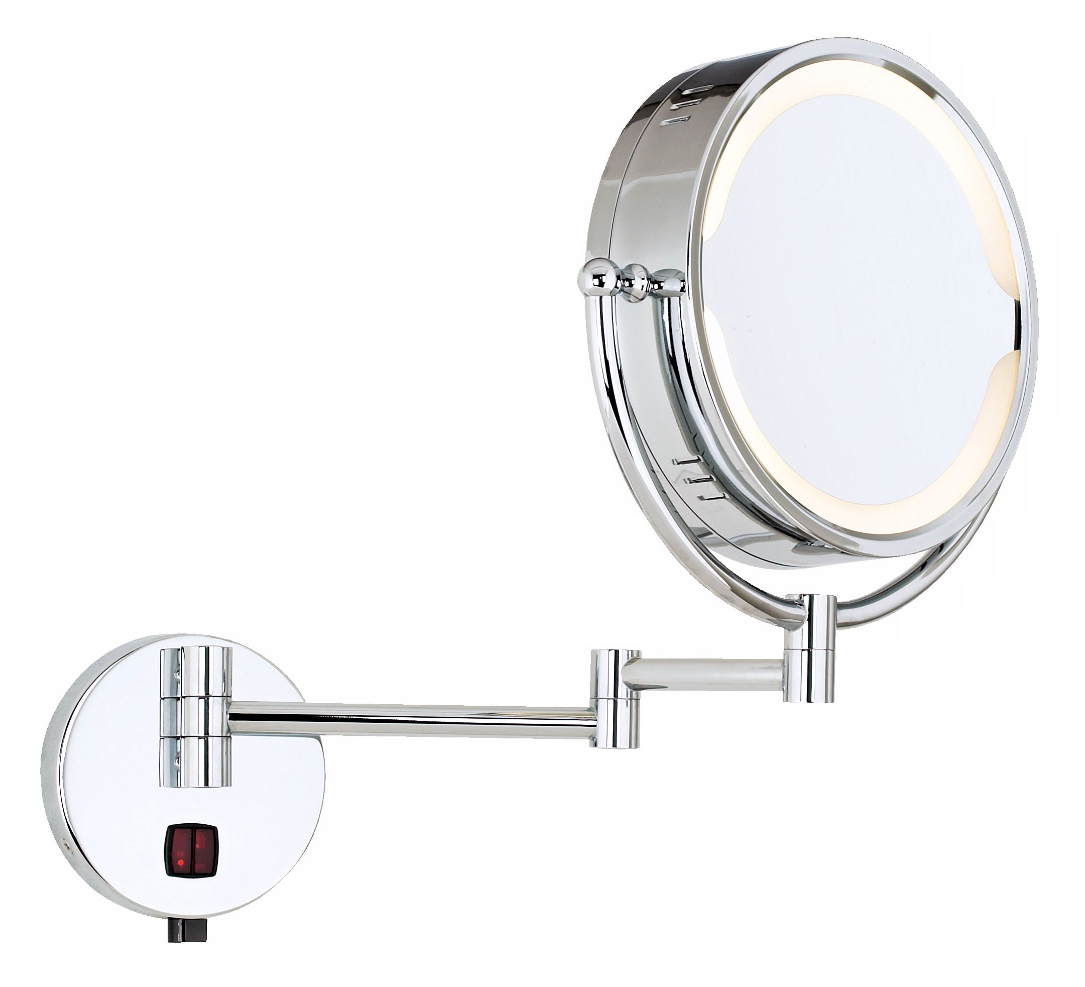 Chrome Swing Arm Touch Free Lighted Mirror