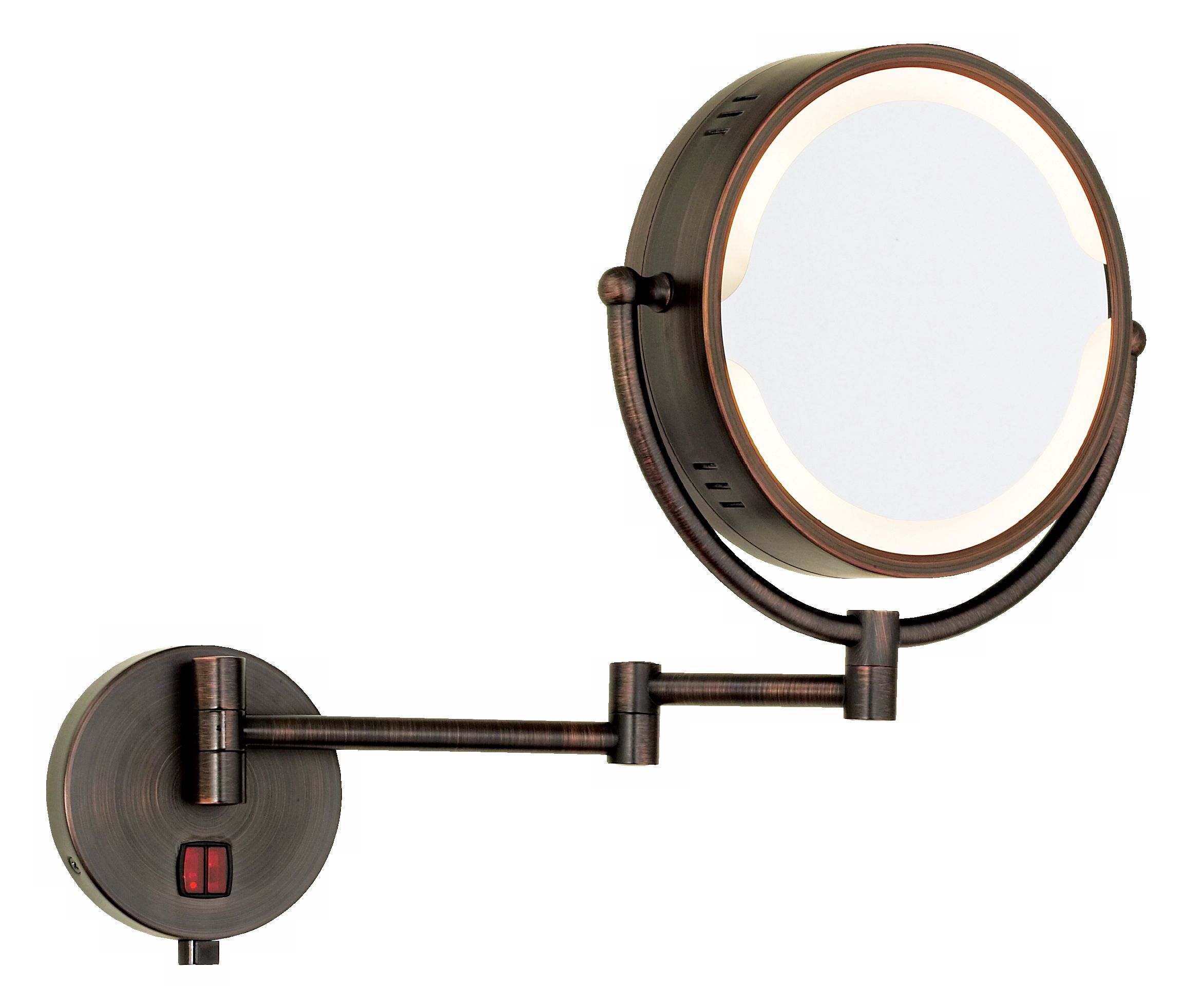 Oil Rubbed Bronze Swing Arm Plug-In Lighted Vanity Mirror