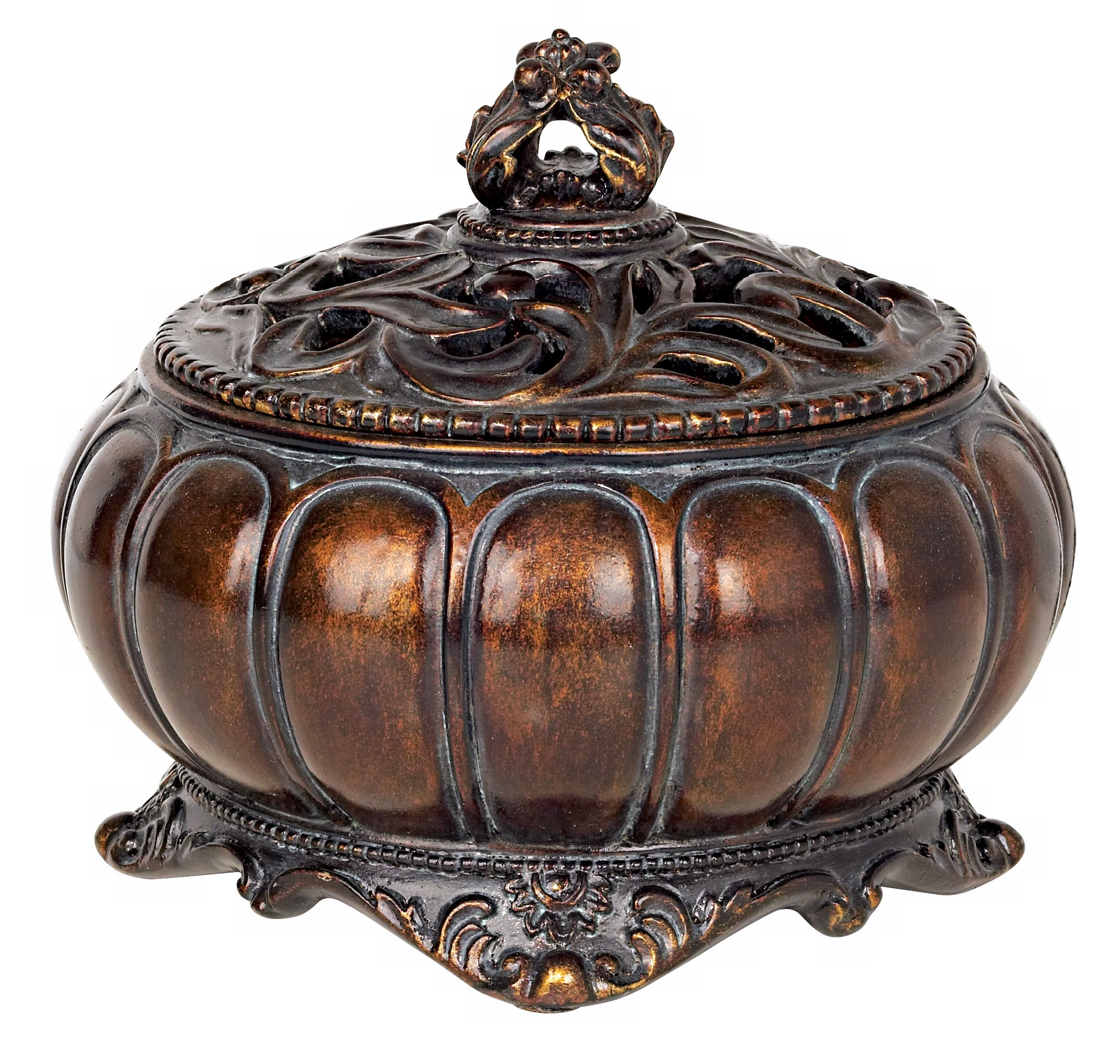 6 1/4" Round Decorative Box in a Bronze Finish