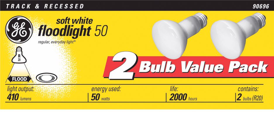 2-Bulb Value Pack R20 50 Watt GE Light Bulbs