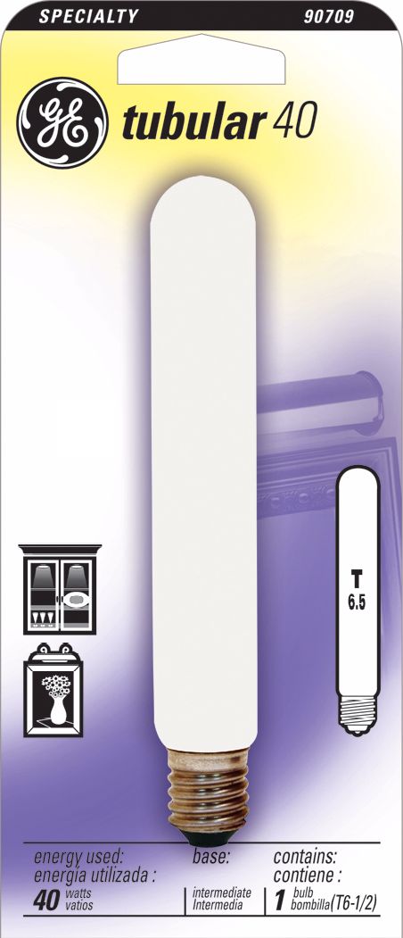GE 40 Watt Intermediate Base Tube Light Bulb