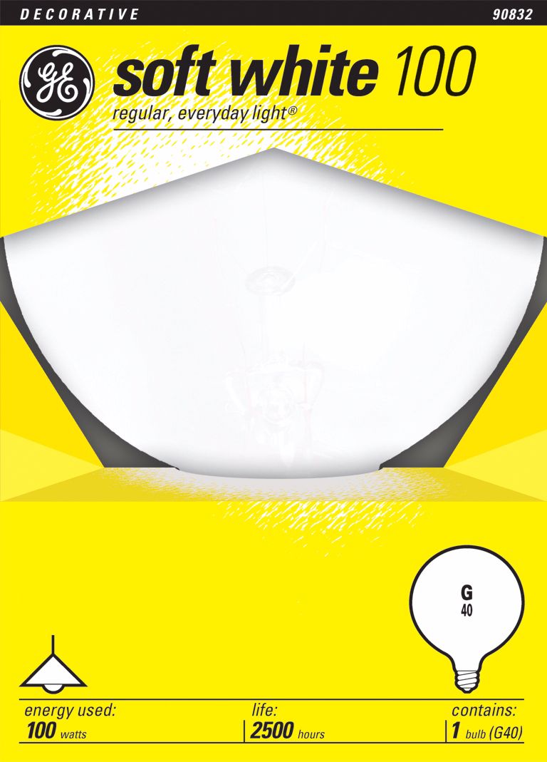 GE 100 Watt Medium Base White Globe Light Bulb
