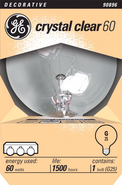 GE 60 Watt G-25 Medium Base Clear Light Bulb