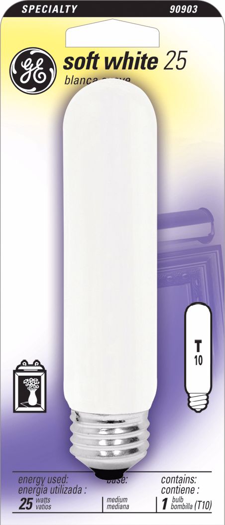 GE Soft White 25 Watt T10 Frost Tubular Light Bulb