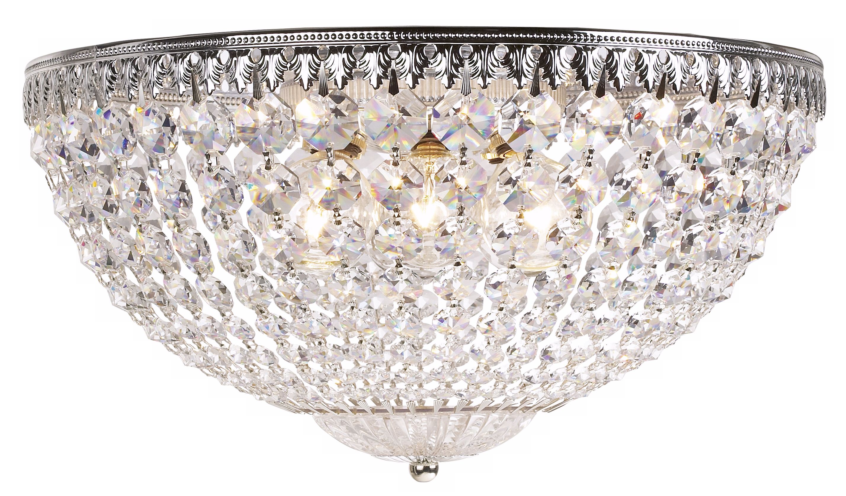 Schonbek Silver 14" Wide Crystal Flushmount