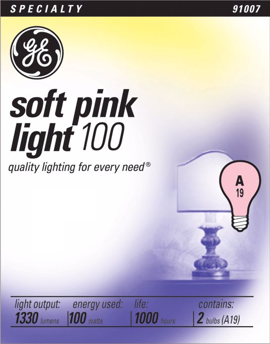 GE 2-Pack 100 Watt Soft Pink Light Bulbs