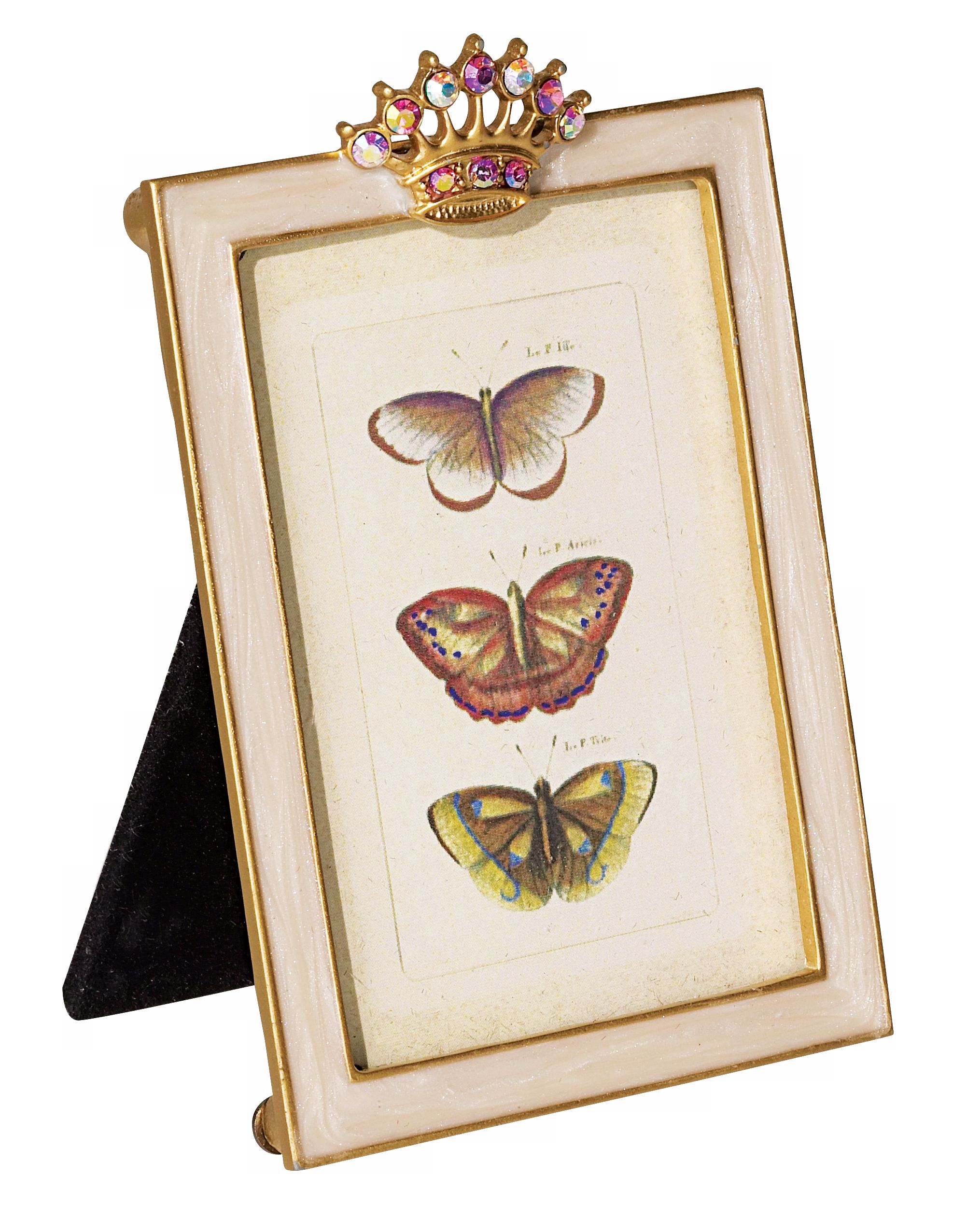 Ivory Enamel with Jewel Crown Rectangle Picture Frame