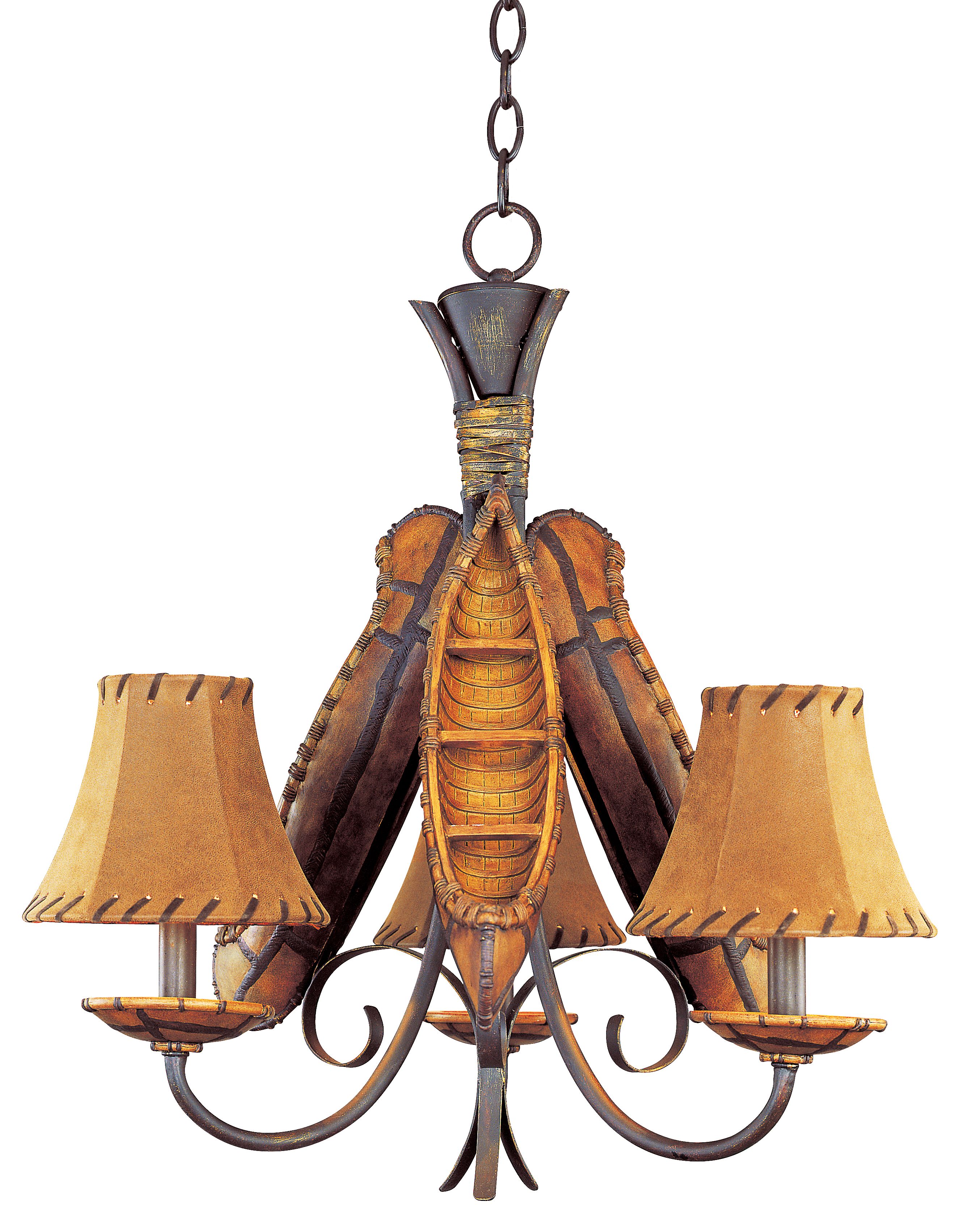 Grand Old River Canoe Three Light Chandelier
