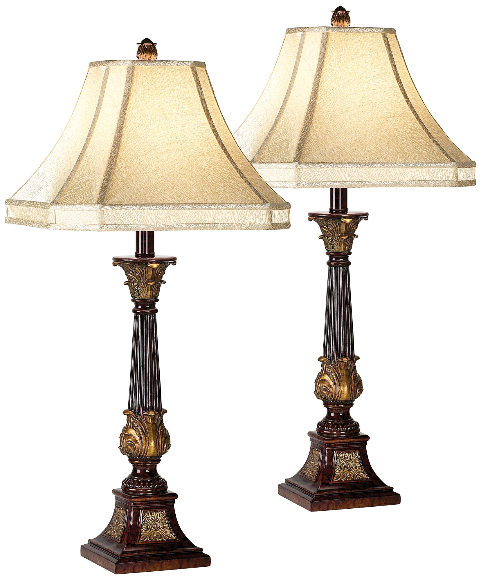Set of Two English Bronze Buffet Lamps