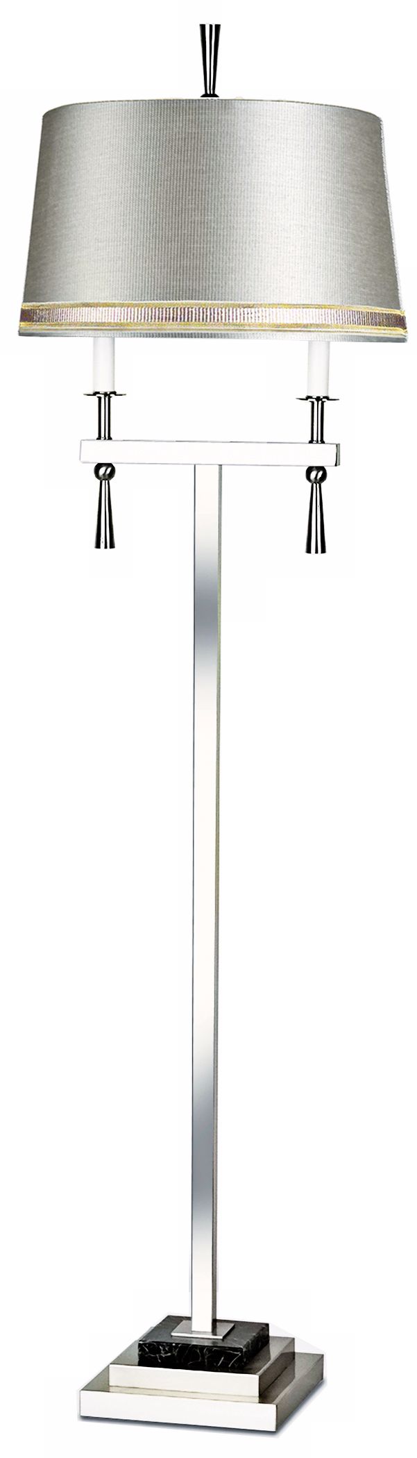Frederick Cooper Twin Arm Nickel over Brass Floor Lamp
