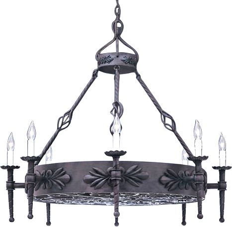 Alhambra Collection Round Large Wrought Iron Chandelier