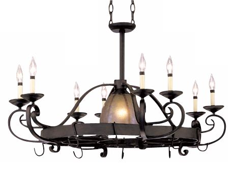 Natural Iron 41" Wide Pot Rack Chandelier