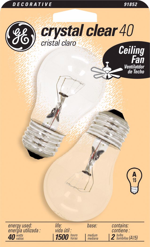 GE 40 Watt 2-Pack Clear Ceiling Fan Bulbs