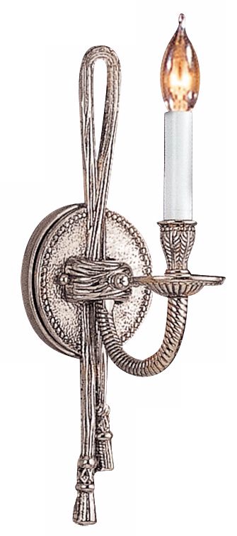 Rope and Tassel 15" High Pewter Wall Sconce