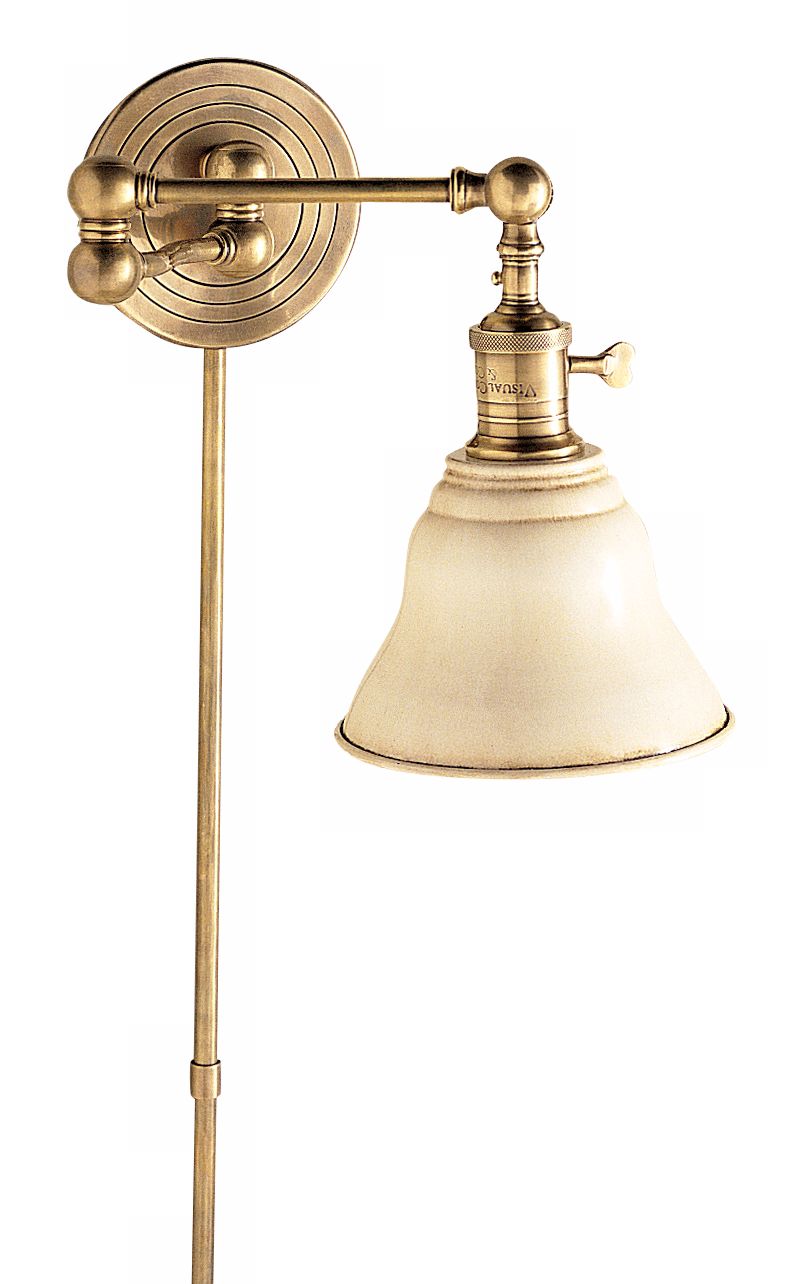 Boston Antique Brass Plug-In Swing Arm Wall Lamp