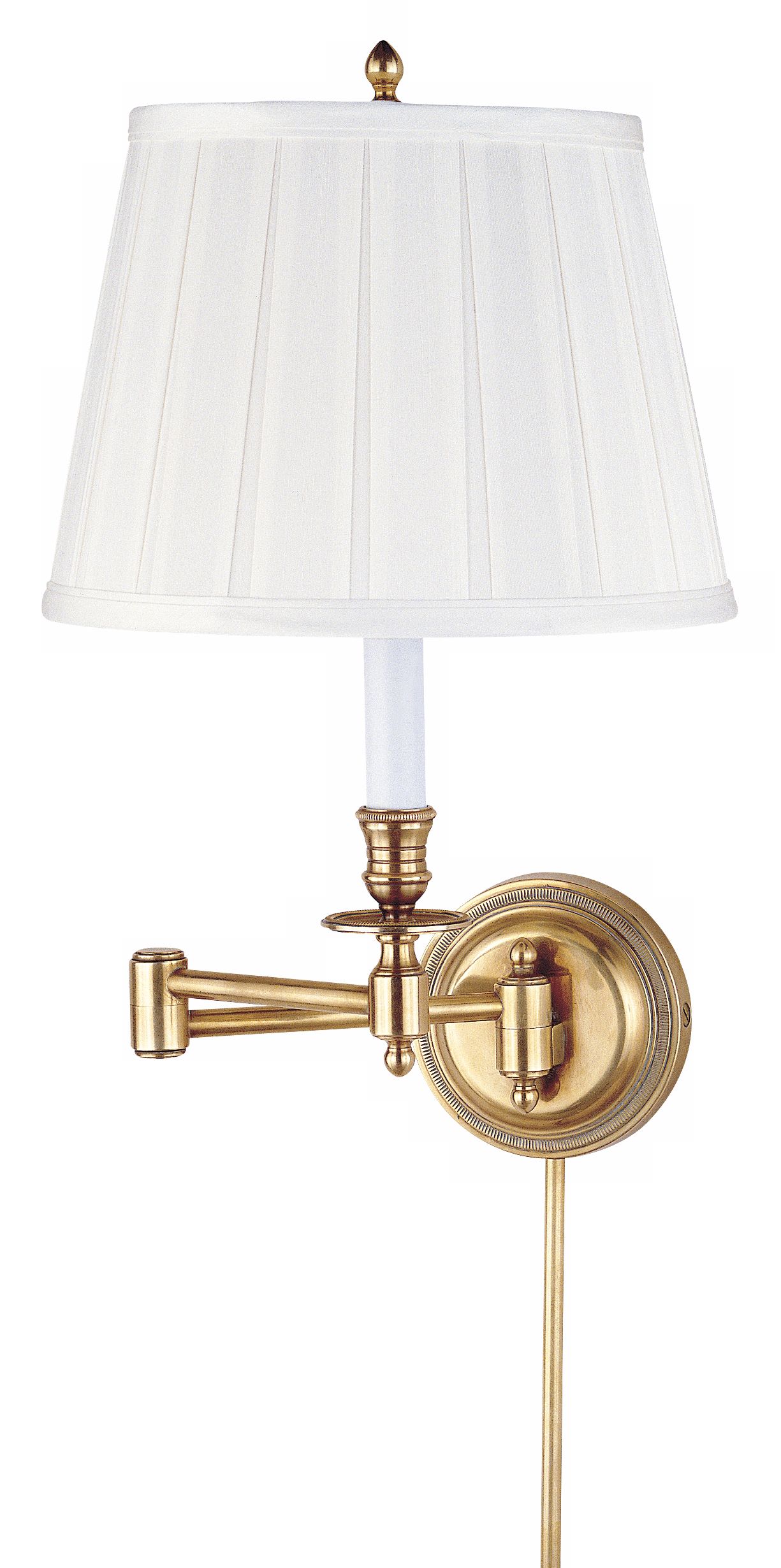 Candlestick Brass Plug-In Swing Arm Wall Lamp