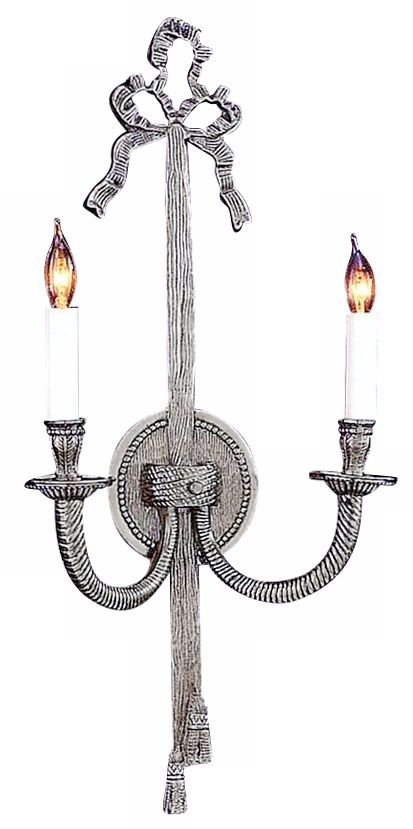 Bow/Tassel 21" High Pewter Two Light Wall Sconce