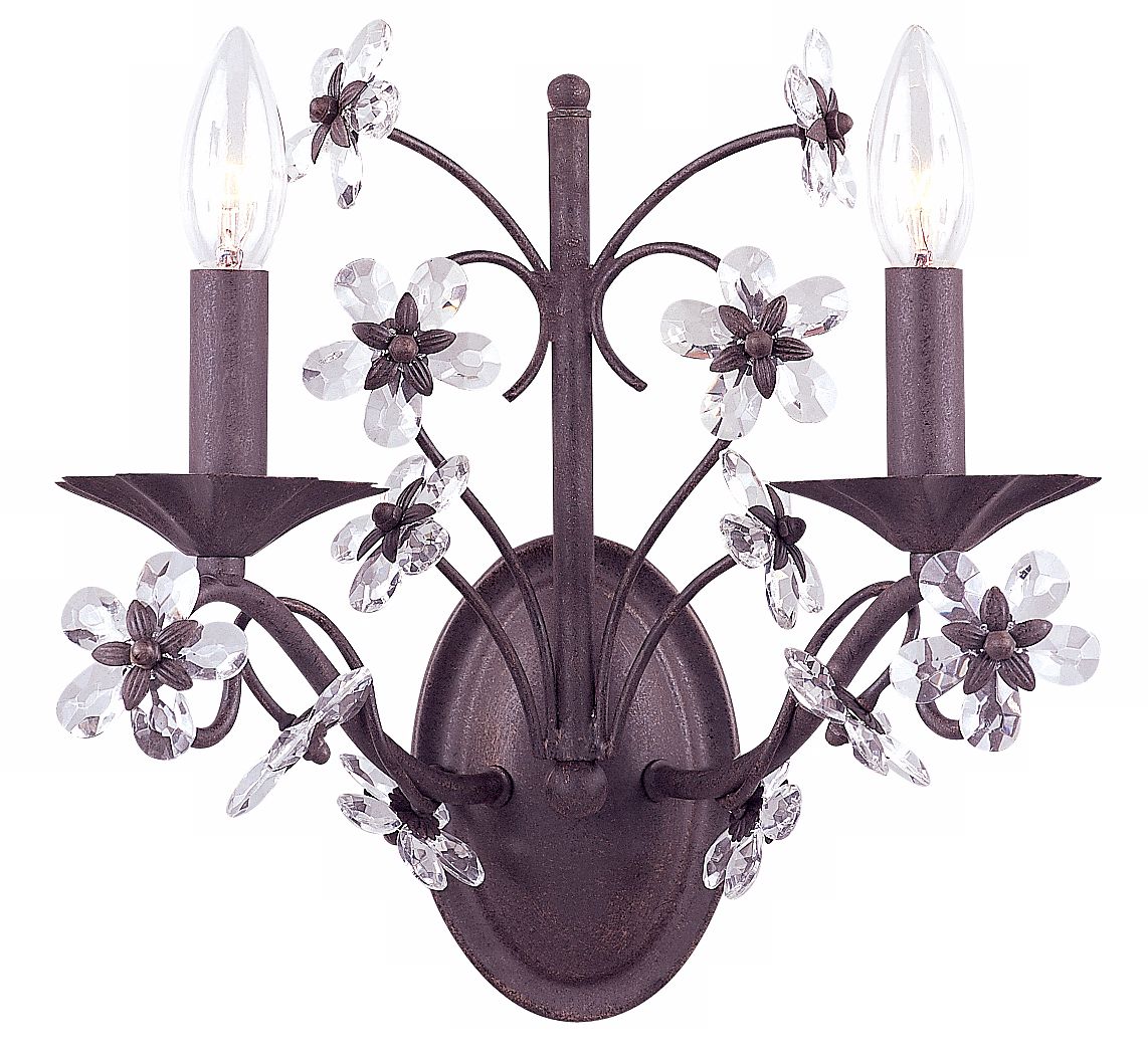 Candelabra Flower with Crystal Accents Sconce