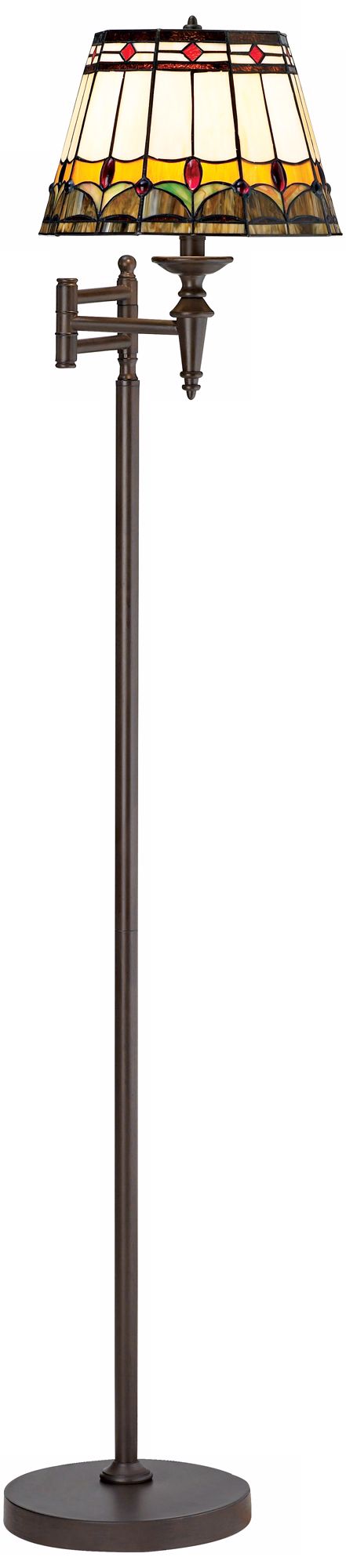 Mission Tiffany Bronze Finish Swing Arm Floor Lamp