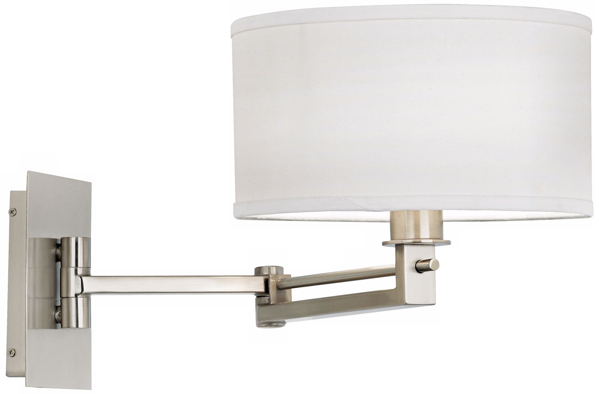 Possini Euro White Drum Plug-In Style Swing Arm Wall Light