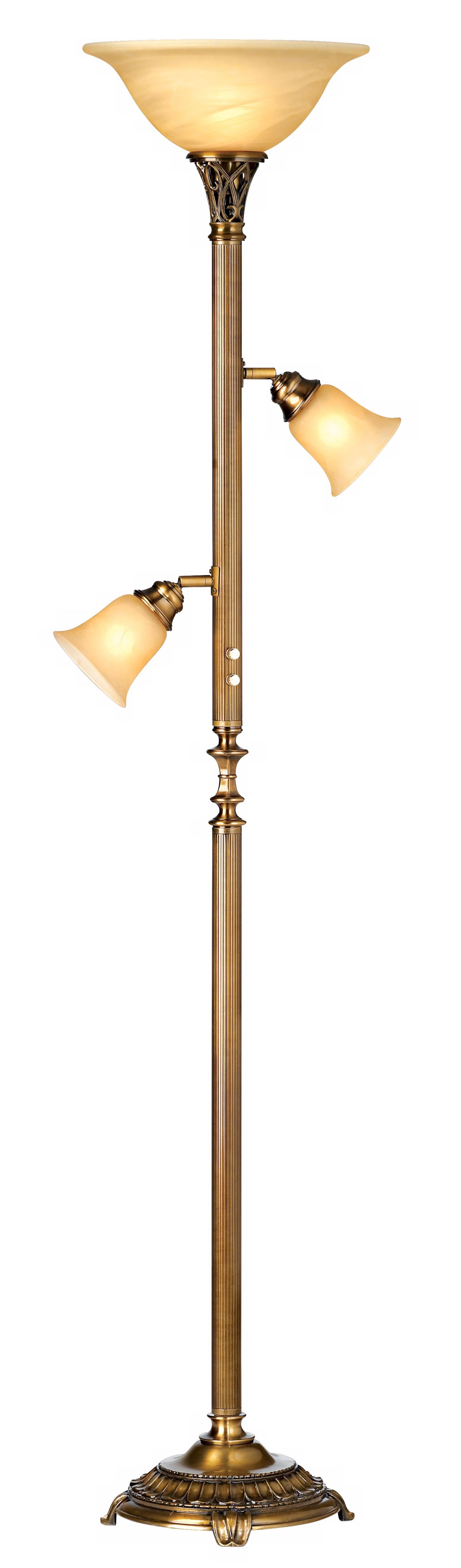 3-in-1™ Antique Brass Scrollwork Font Floor Lamp