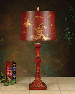 John Richard Red and Gold Oriental Table Lamp