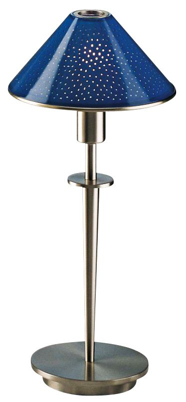 Satin Nickel and Pearl Blue Glass Mini Holtkoetter Desk Lamp