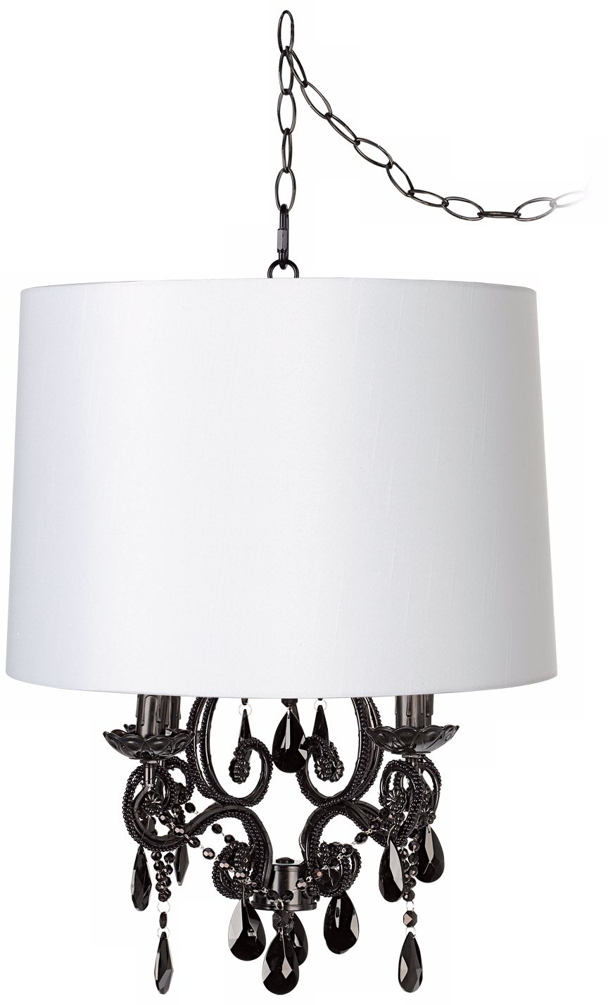 Black Glass Designer White Shade Swag Chandelier
