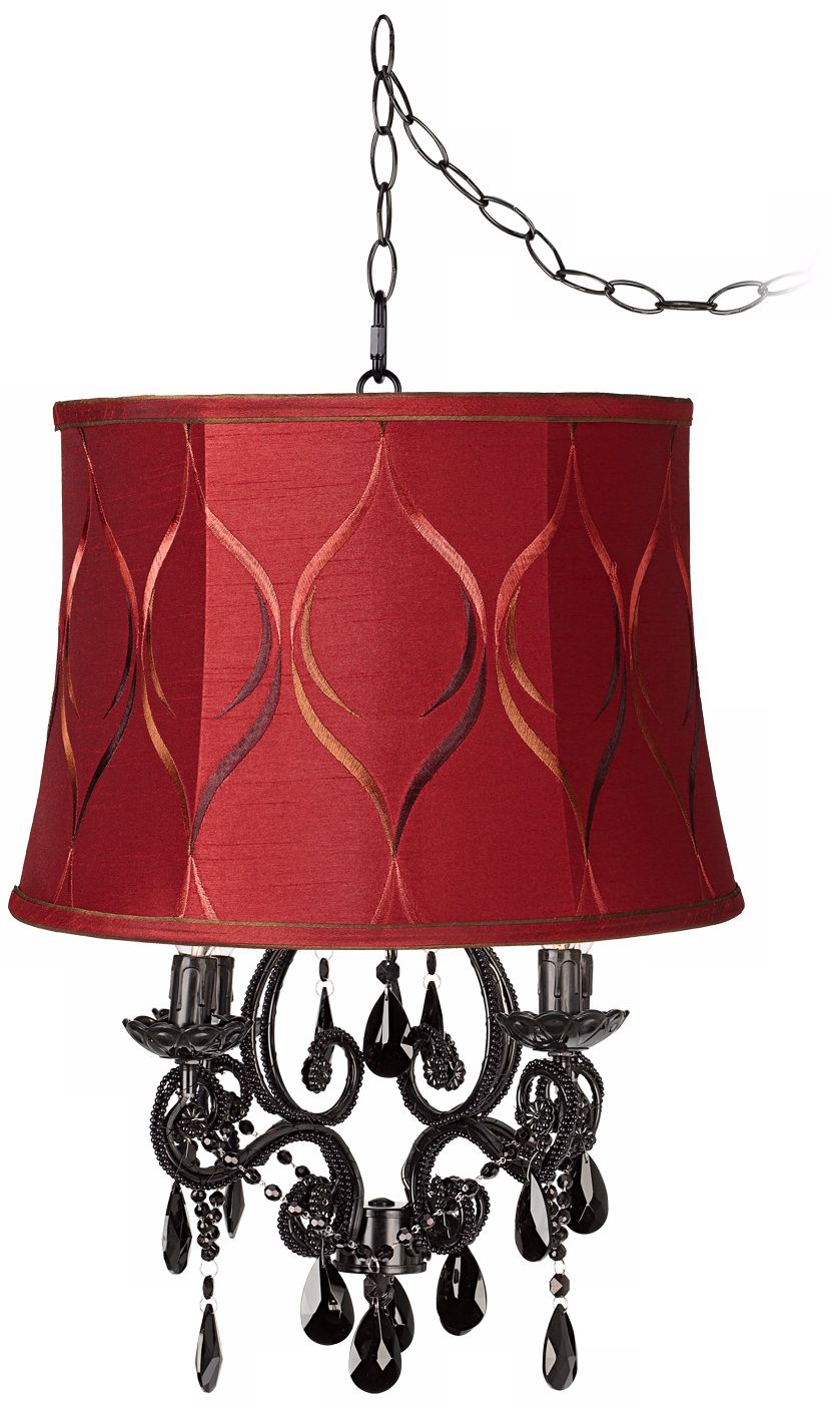 Black Glass Merlot Designer Shade Swag Chandelier