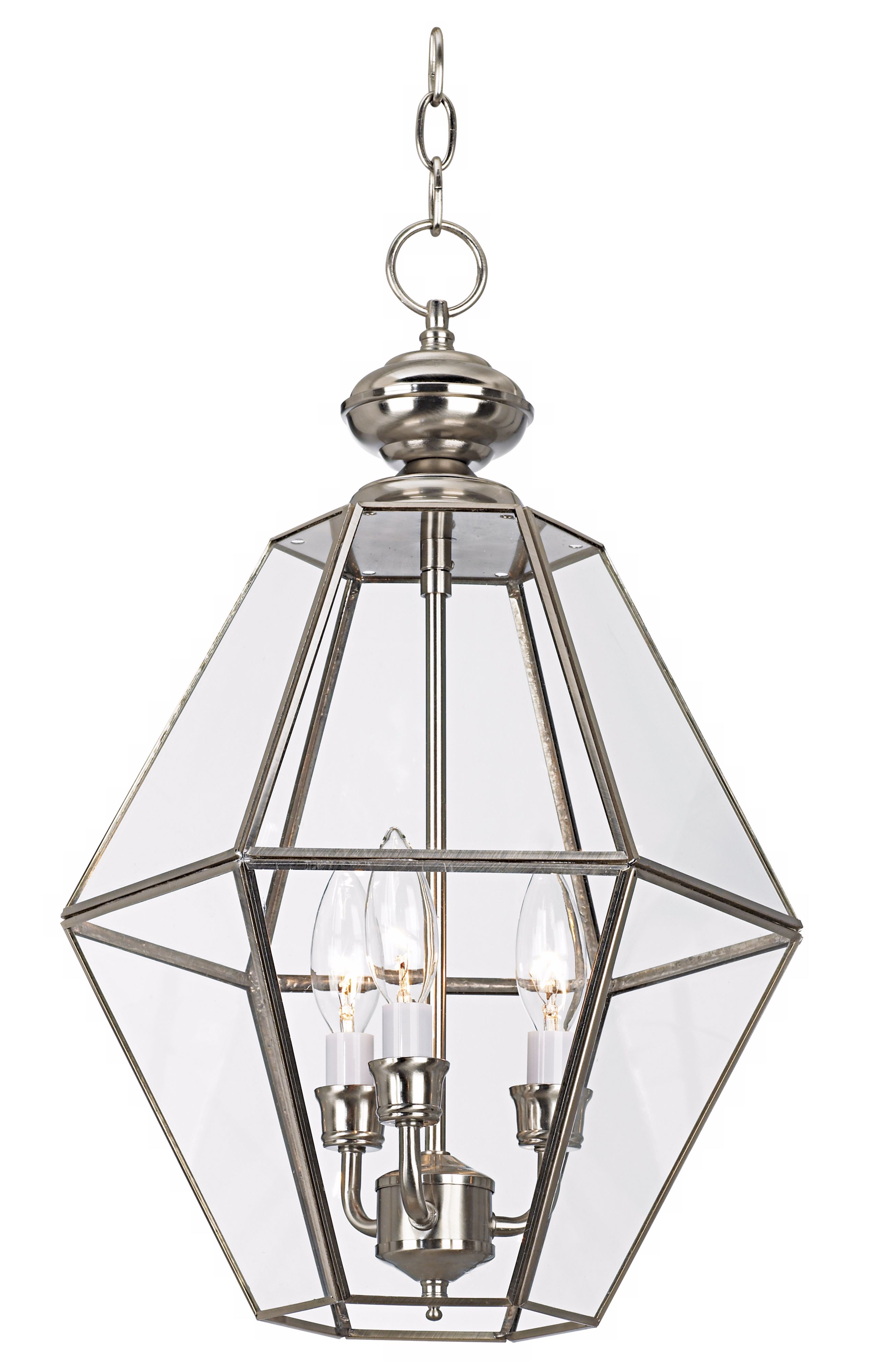 Brushed Nickel with Clear Glass 12" Wide Foyer Pendant Light
