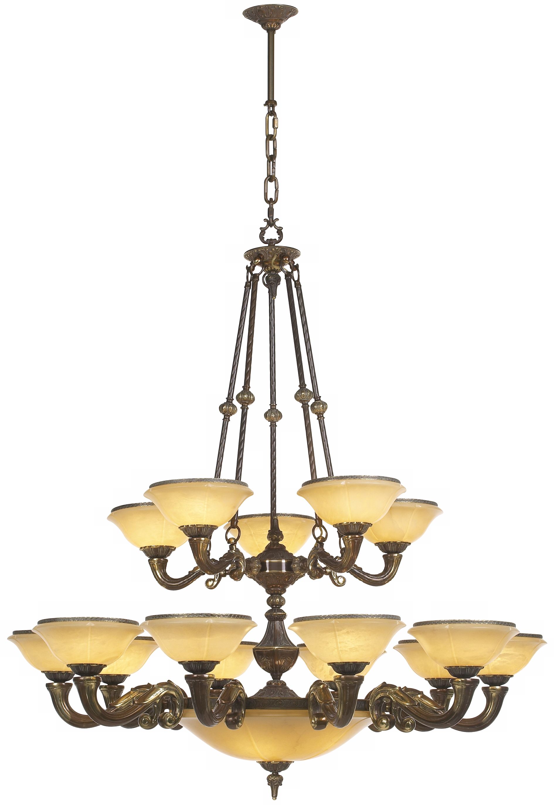 Alabaster Two-Tiered Scroll Arm Chandelier