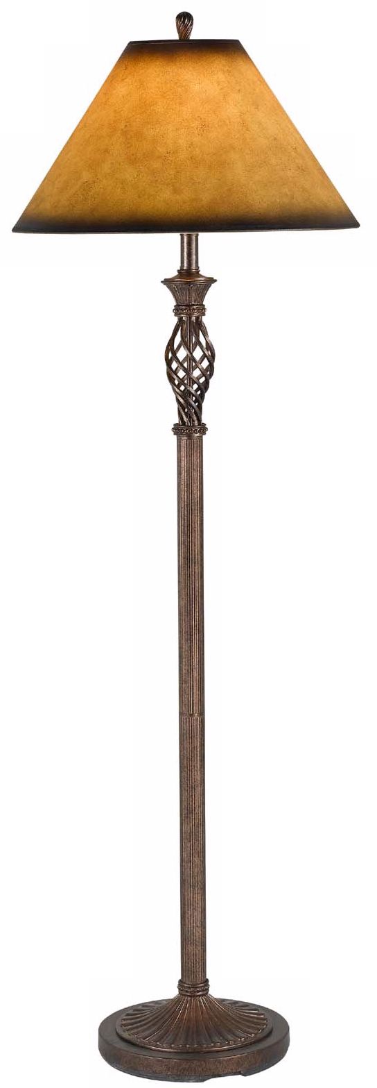 Twisted Cage Rust Leatherette Shade Floor Lamp