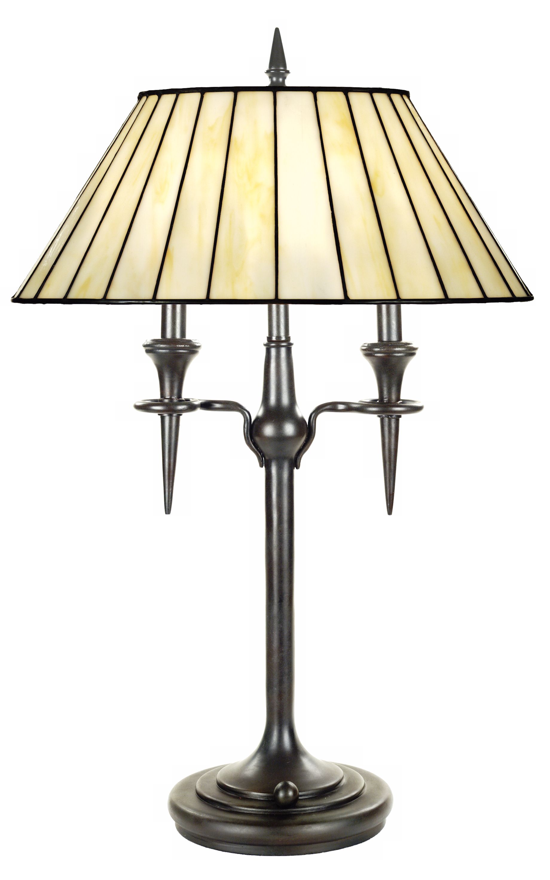 Quoizel Twin Light Bronze Tiffany Style Table Lamp