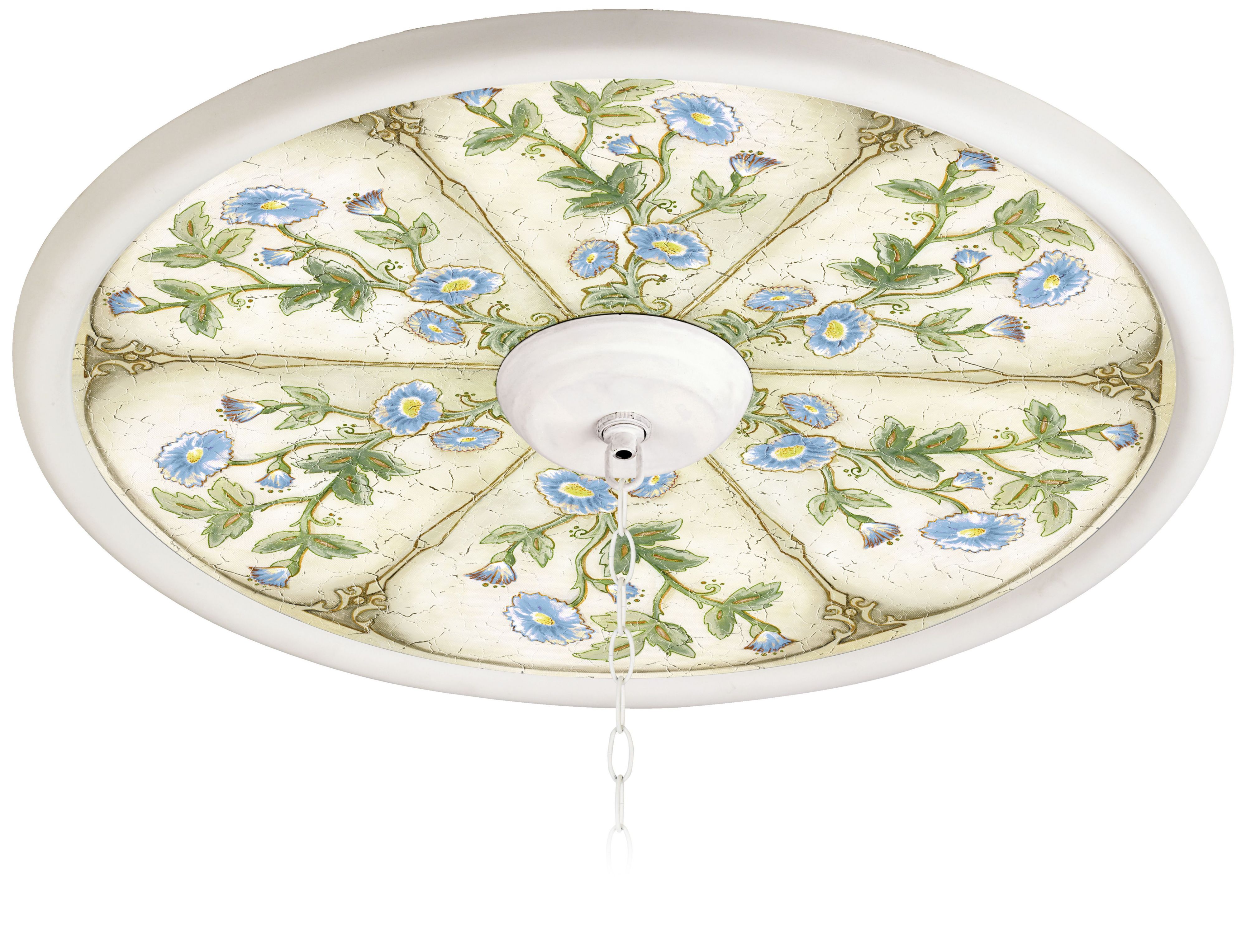 English Garden Sky 24" Wide White 4" Opening Medallion
