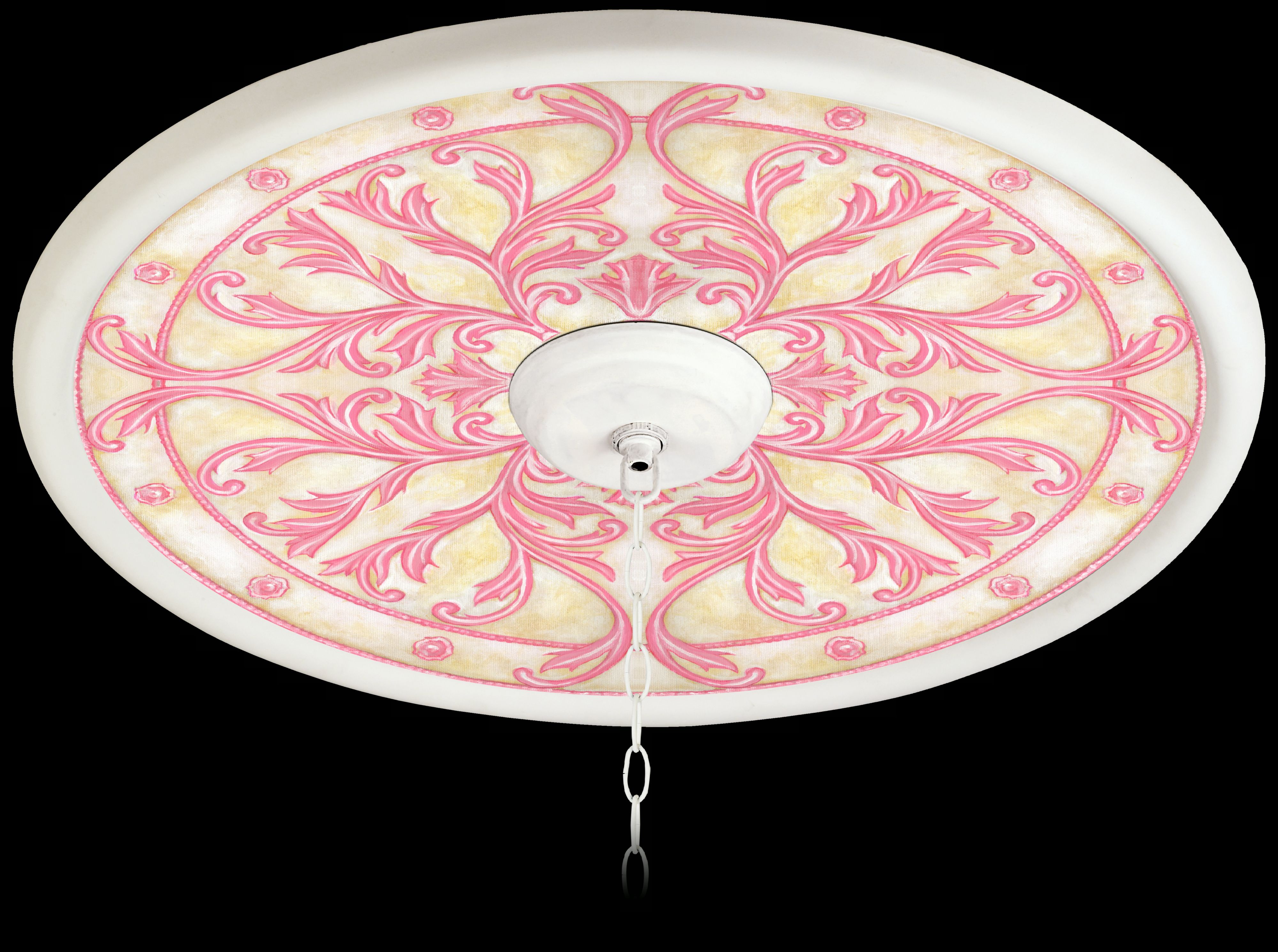 Florentine Rose 24" White 4" Opening Medallion