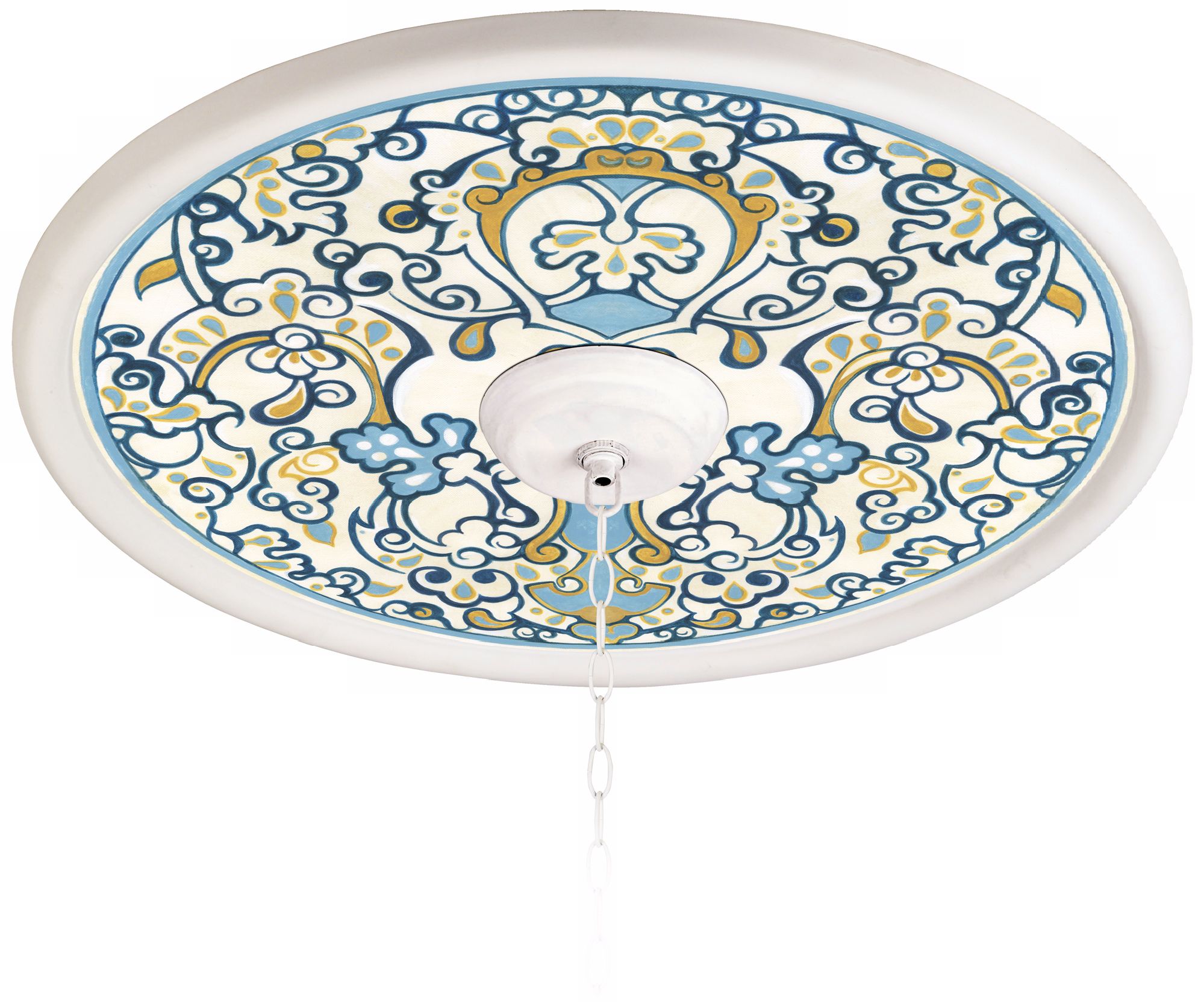 Vintage Damask 24" Wide White 4" Opening Medallion