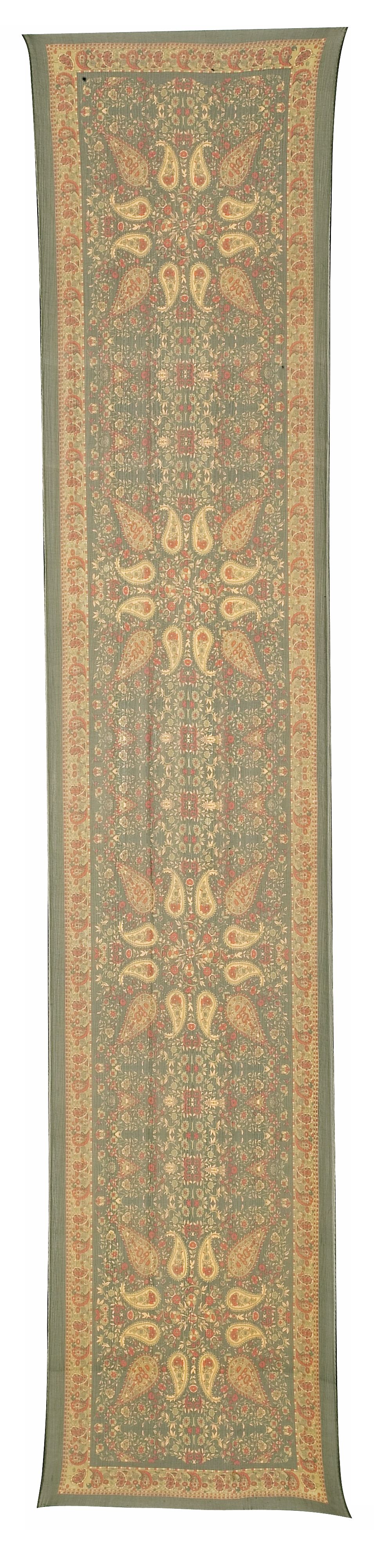 Green Silk Paisley Lamp Shade Scarf 13x70