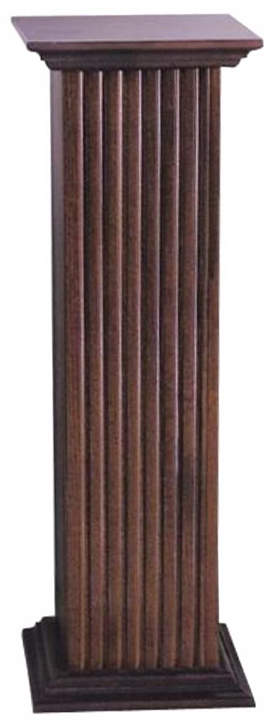 Square Top Cherry Brown Pedestal Plant Stand