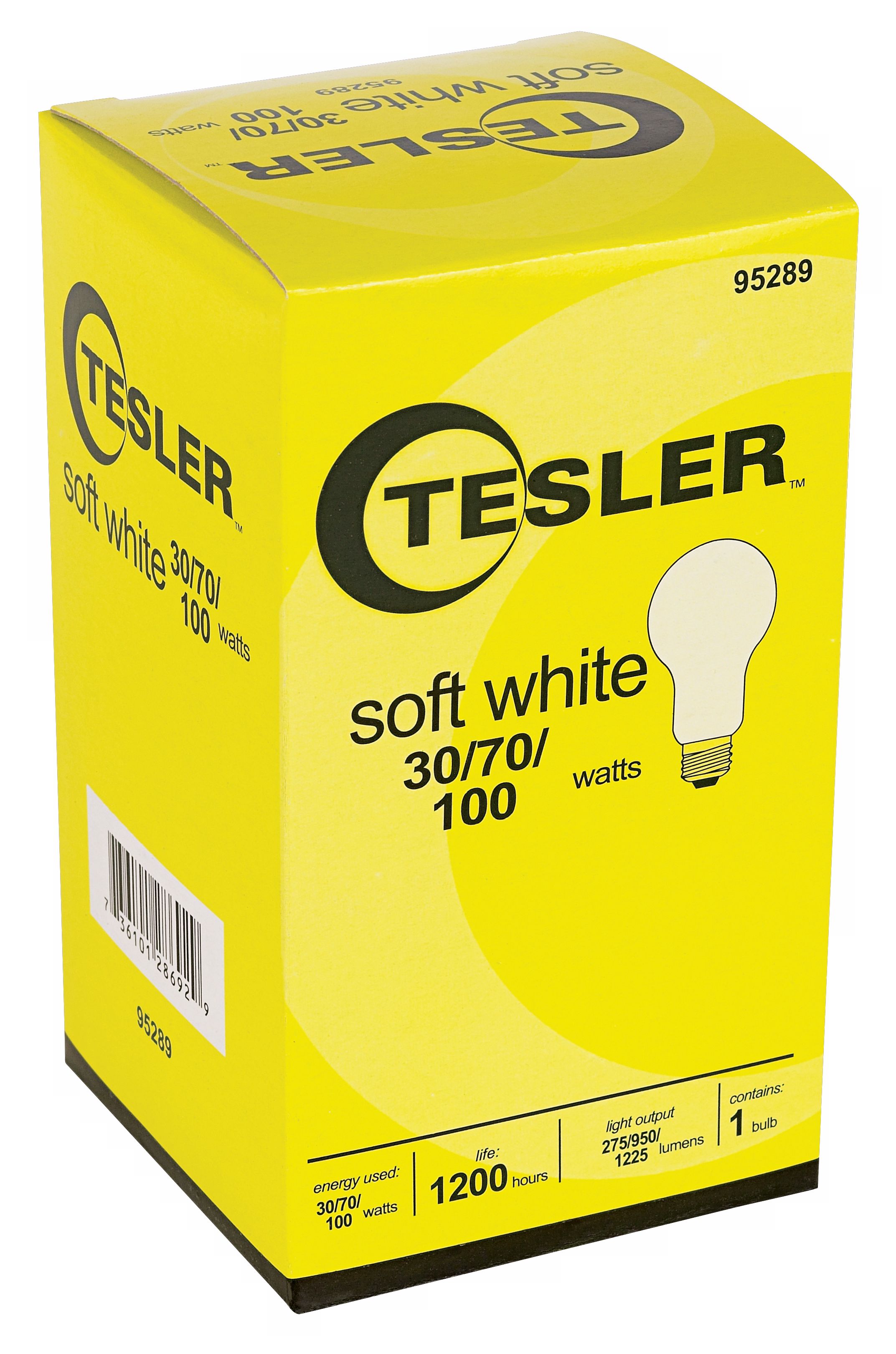 Tesler 30 70 100 Watt Soft White Light Bulb