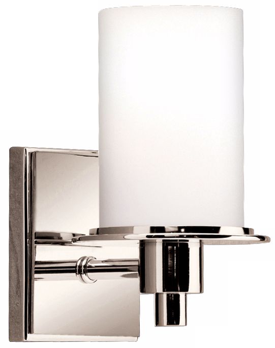Polished Nickel and Etched Glass 8 1/2" High Wall Sconce