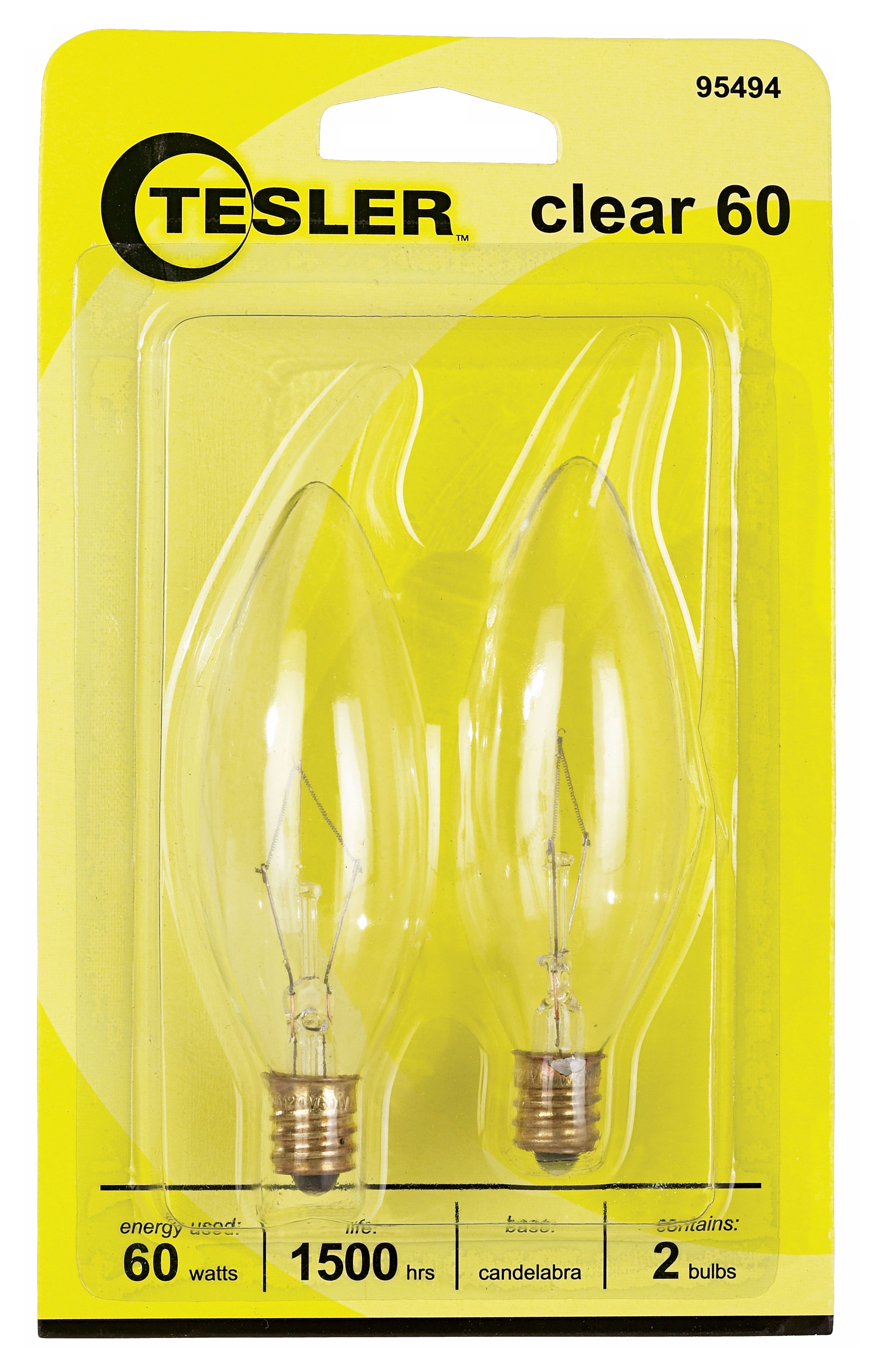 Tesler 60 Watt 2-Pack Blunt Tip Candelabra Light Bulbs